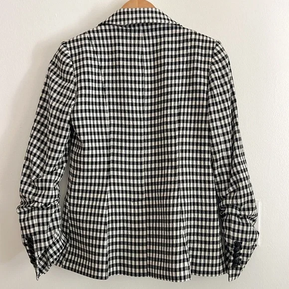 Veronica Beard Caldwell Dickey Blazer Gingham Black White NWT